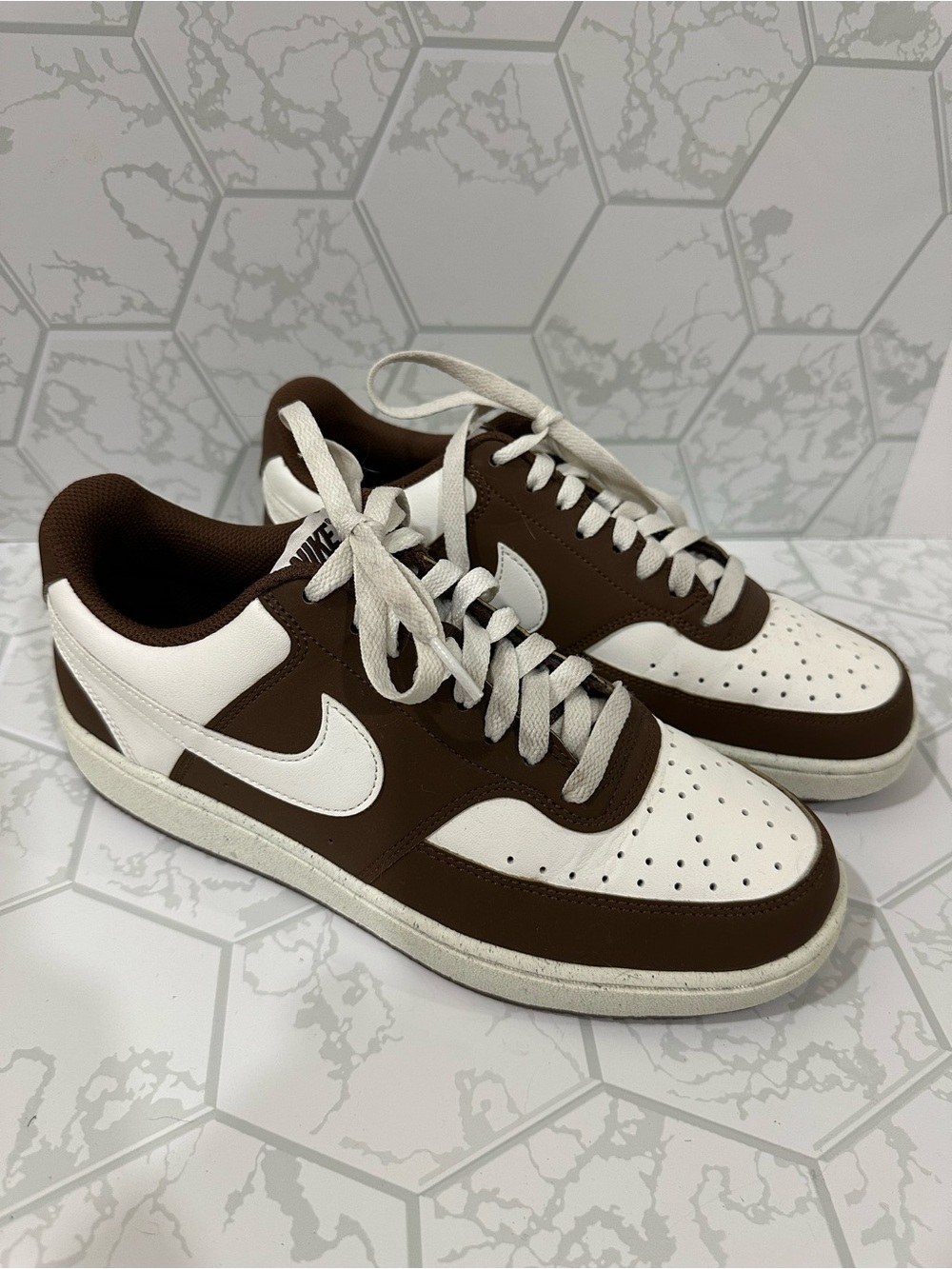 Nike Brown and White Low-Top Sneakers